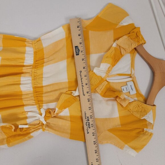 Old Navy Wrap Dress Yellow White Check Buffalo‎ Plaid Summer Large 10/12 NEW - Picture 9 of 11